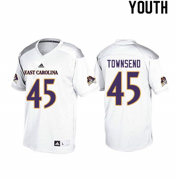 Youth #45 Tyrus Townsend ECU Pirates College Football Jerseys Sale-White - Click Image to Close